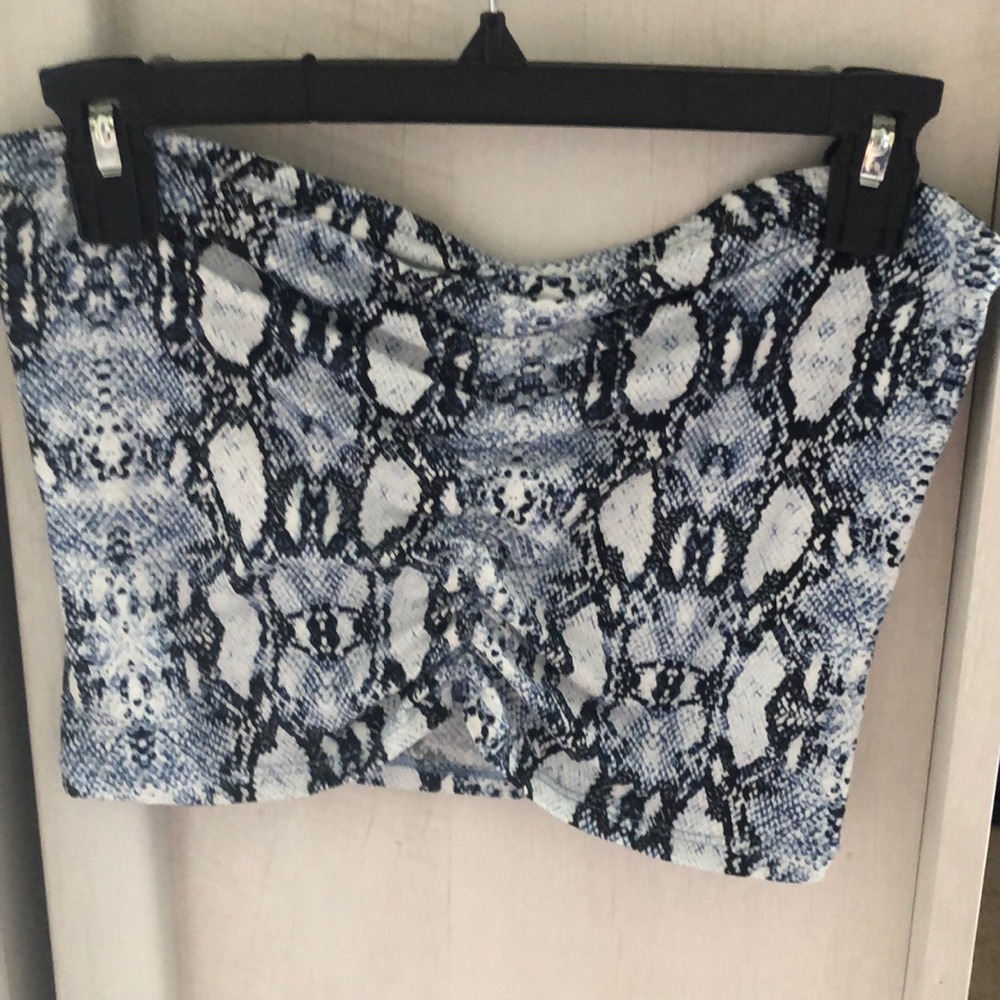 Blue, White, Black Snakeskin Crop Top